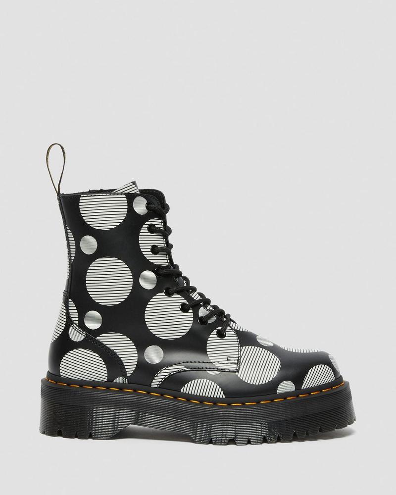 Botas Plataforma Dr Martens Jadon Polka Dot Smooth Cuero Hombre Negros | MX 252XYU